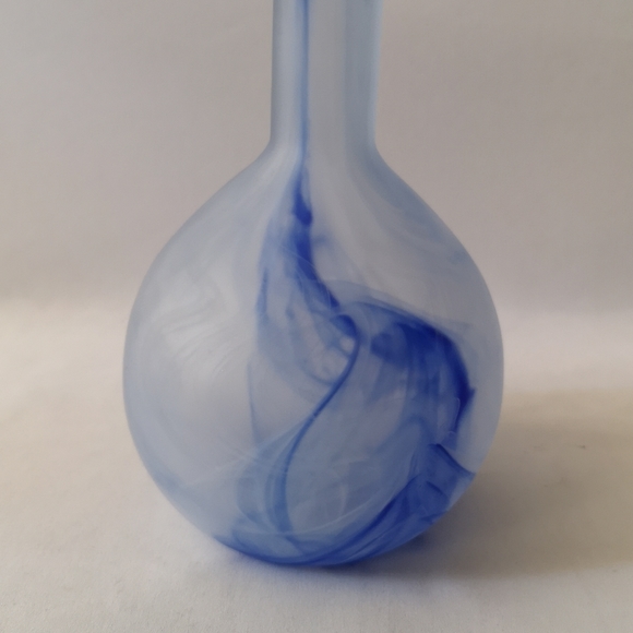 Made in Turkey Tall Glass Decorative w/ Stopper, Dark & Light Blue with White - Picture 3 of 5